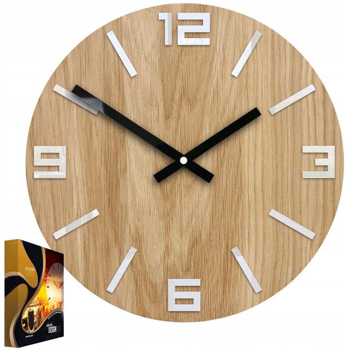 Ceas de Perete Modern Design Arab Alb din Lemn si Acrilic Decorativ Rotund Silentios cu Mecanism Curatator Continuu pentru Casa Birou Living Dormitor Bucatarie Cadou Elegant Diametru 33cm Stil Nordic Minimalist