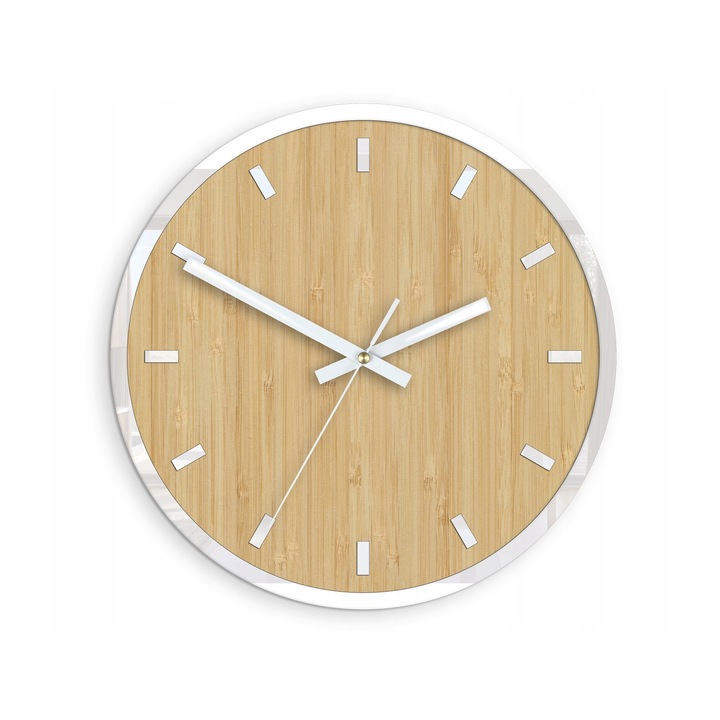 Ceas de perete rotund Modern Design, 30cm, din Acril si Bambus, cu Mecanism Silentios Young Town Fara Tic-Tac, pentru Decor Casa, Birou, Dormitor, Stil Minimalist si Elegant, Usor de Montat