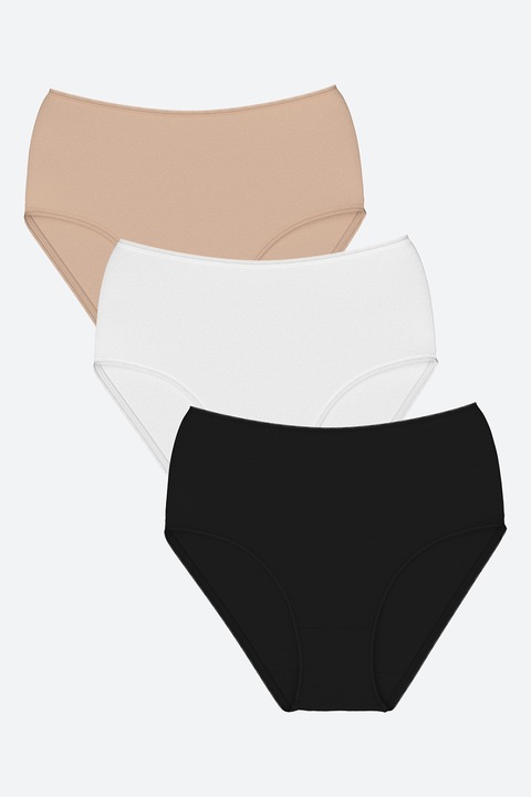 LC WAIKIKI, Set de chiloti uni - 3 perechi, Negru/Bej inchis