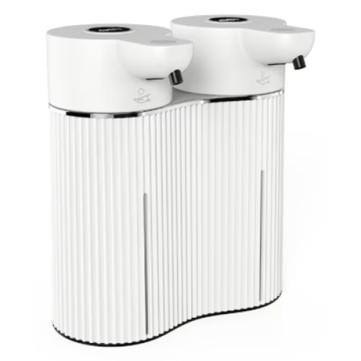STARGRIG® automatikus dupla szappanadagoló, nagy űrtartalom 800 ml, USB töltés, hab és folyadék, 4 lépéses, érintésmentes intelligens adagolás, egyszerű telepítés, IPX6 vízálló, fehér