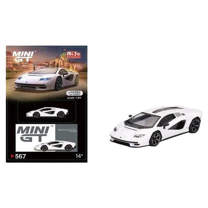 Lamborghini Countach Lpi800-4 fehér 1:64 Mini Gt Mgt567 modellautó