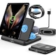 Incarcator Wireless Portabil 3 In 1 Elindor®, 15W Qi Fast Charger, Statie de Incarcare, Stand Pliabil de Birou, Charging Station pentru Galaxy Watch, Galaxy Buds, Telefon Compatibil iPhone, Samsung Z Fold, Incarcatoare fara Fir, Negru