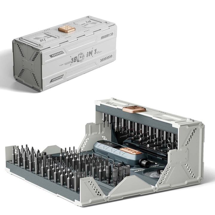 Set de surubelnite de precizie 180 in 1, EqiEch, 21 tipuri de biti magnetici, pentru dispozitive electronice, dimensiuni 180x78x75mm