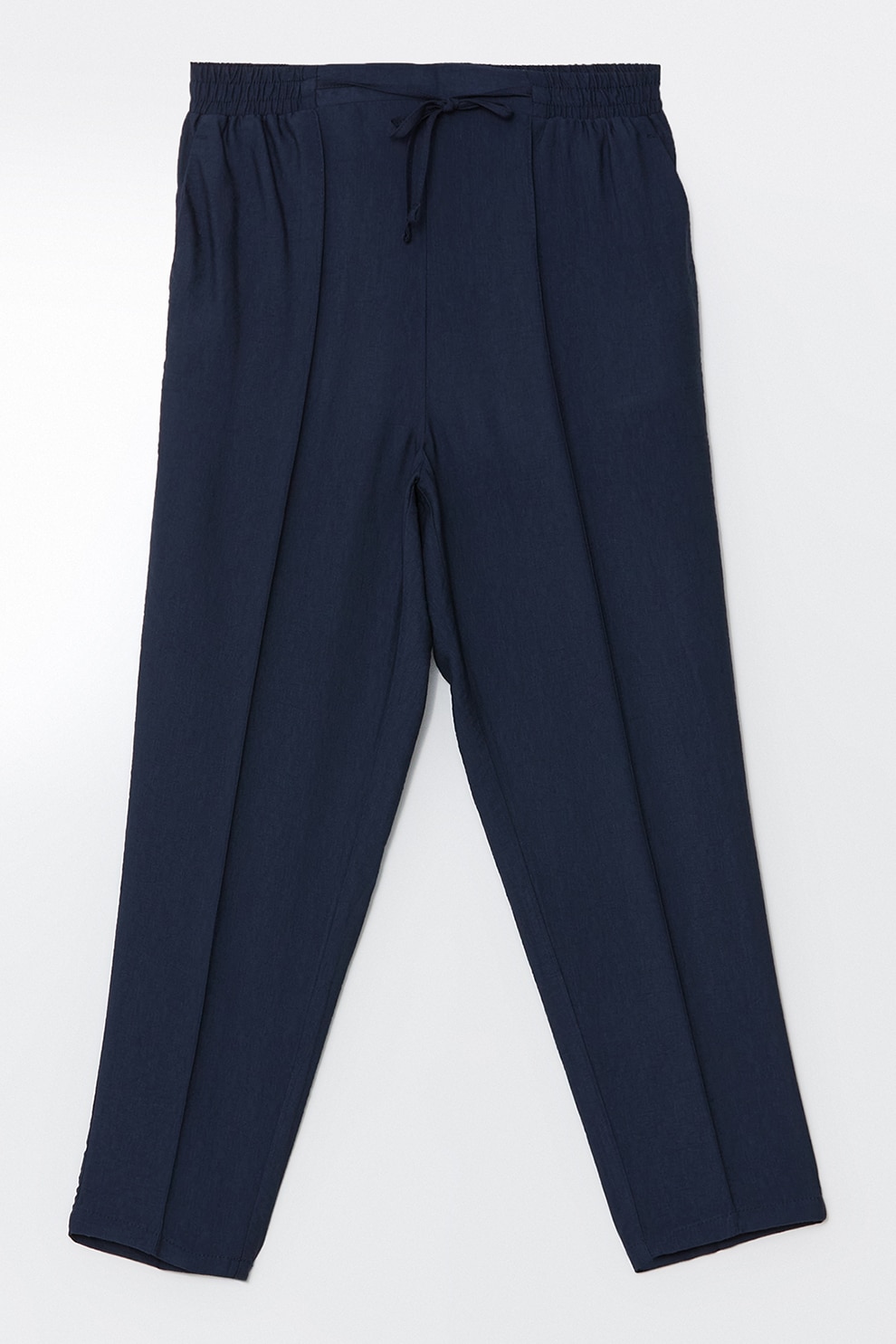 LC WAIKIKI, Pantaloni conici cu snur si pliuri, Albastru ultramarin, 36