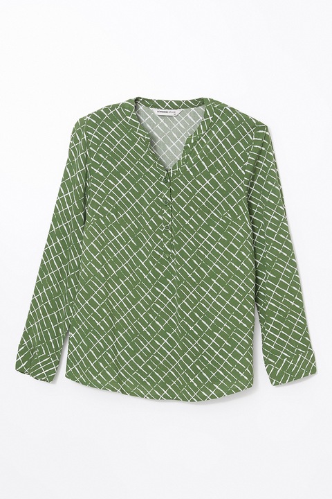LC WAIKIKI, Bluza-tunica cu imprimeu, Alb/Verde spranghel