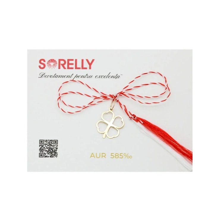 Martisor Pandantiv Aur 14k cu Trifoi Norocos