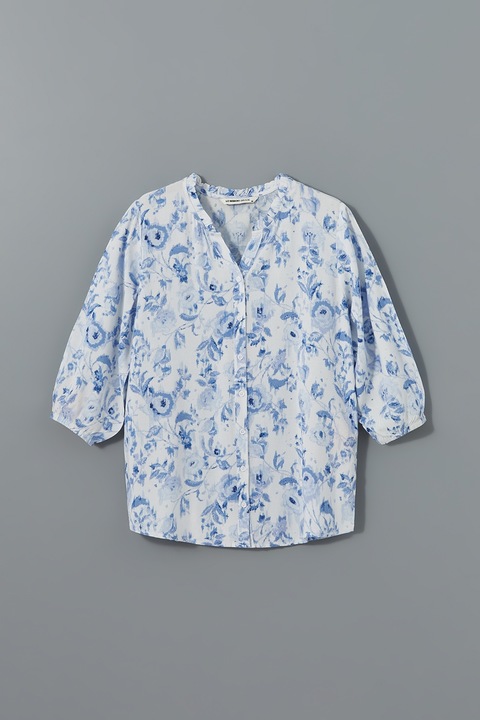 LC WAIKIKI, Bluza cu maneci 3/4, Alb/Albastru