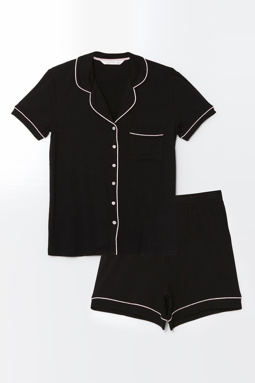 LC WAIKIKI, Tricou de pijama si pantaloni scurti, Negru, S