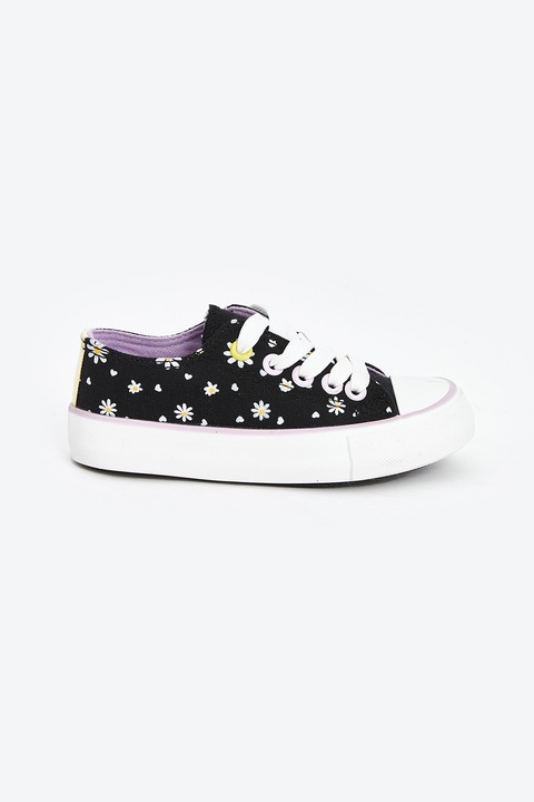 LC WAIKIKI, Tenisi low-cut cu model floral, Alb, Negru, 28 EU