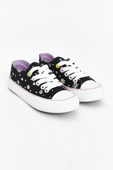 LC WAIKIKI, Tenisi low-cut cu model floral, Alb, Negru, 28 EU