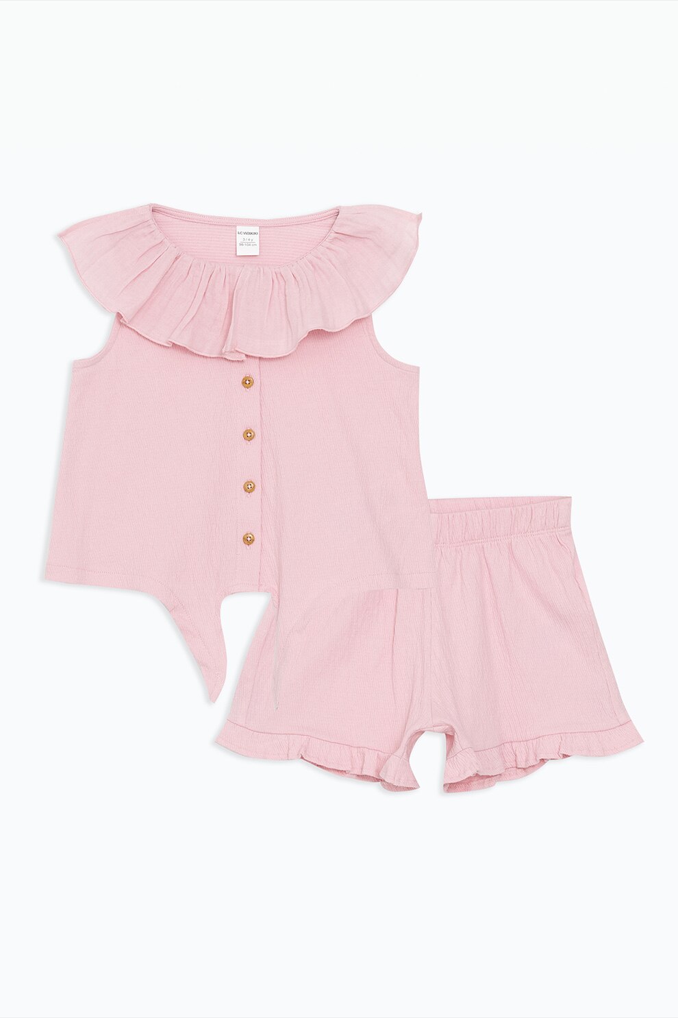 ♡♡♡ LC WAIKIKI, Set de imbracaminte cu volane - 2 Piese, Roz prafuit