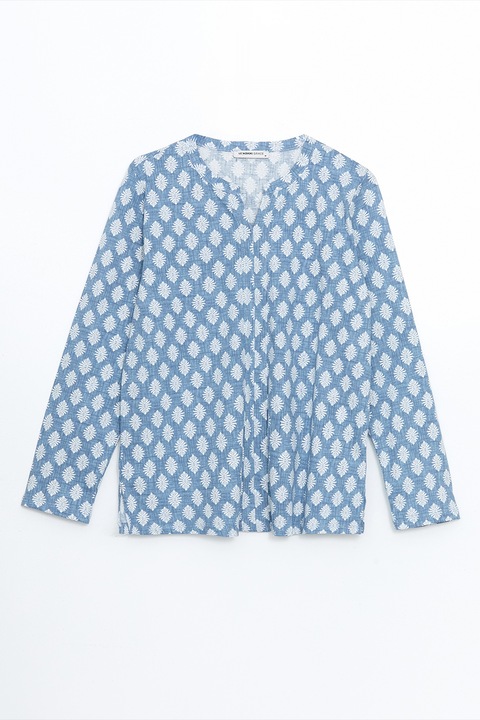 LC WAIKIKI, Bluza cu model grafic, Albastru pastel/Alb optic