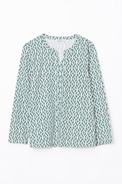 LC WAIKIKI, Bluza cu model grafic, Verde pal/Alb optic