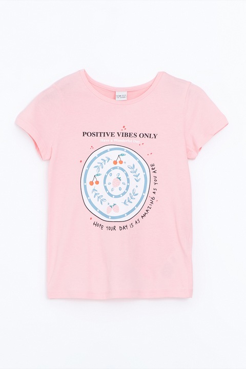 LC WAIKIKI, Tricou cu imprimeu grafic, Albastru pastel/Roz pastel/Alb optic