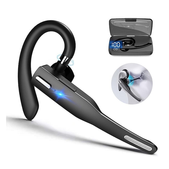 Бизнес слушалки, Bluetooth V5.1, Безжично аудио, Активно намаляване на шума, Незабавна връзка, Чист звук, Удобен дизайн, Дълъг живот на батерията, Бързо зареждане, Черни