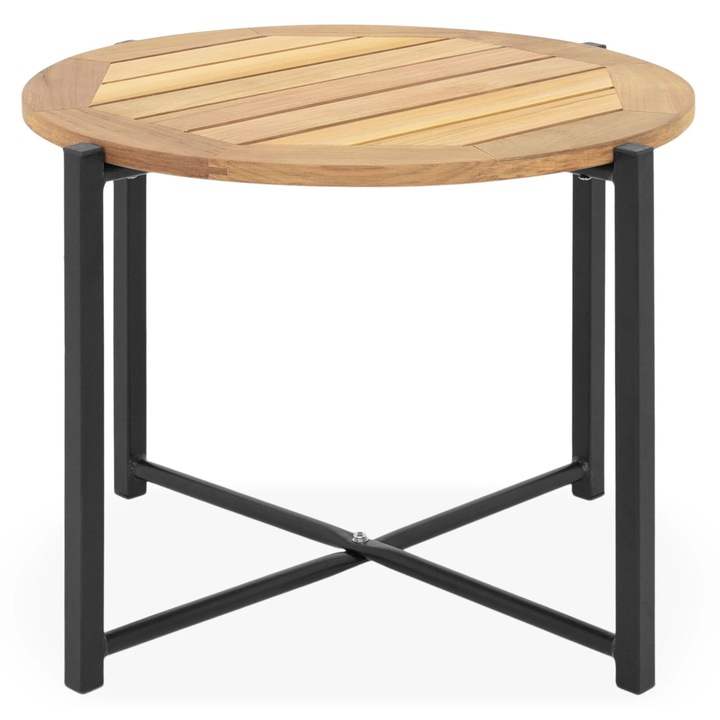 Masuta cafea mica gradina/terasa, Maison Mex ROCHELLE, H.40 D.50 cm, antracit/natur