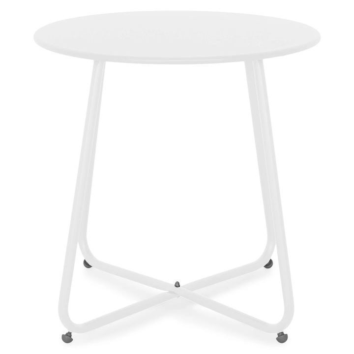 Masuta cafea gradina/terasa, Maison Mex AZROU, H.45,5 D.45 cm, alb