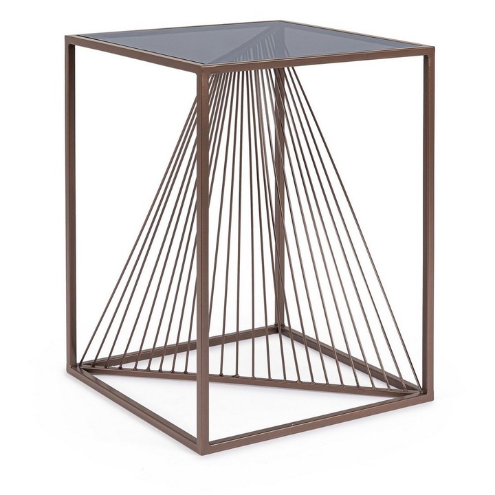 Masuta otel sticla neagra Espiral 40x40x56 cm