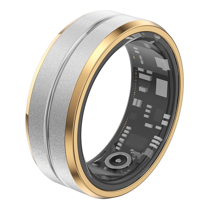 Okosgyűrű, ultrakönnyű, alvás, lépések, pulzusszám, vér oxigénszint, vízálló, ezüst-arany, 9