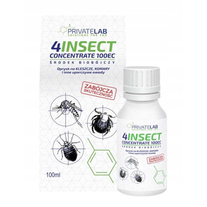 Privatelab 4Insect 100 EC rovarirtó koncentrátum 100ml, hatékony a repülő és mászó rovarok ellen, gyorsan ható, 100ml
