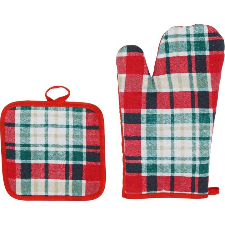 Konyhai kesztyű, karácsonyi, 100% pamut, védi a kezet, ünnepi kivitel, 18x29 cm