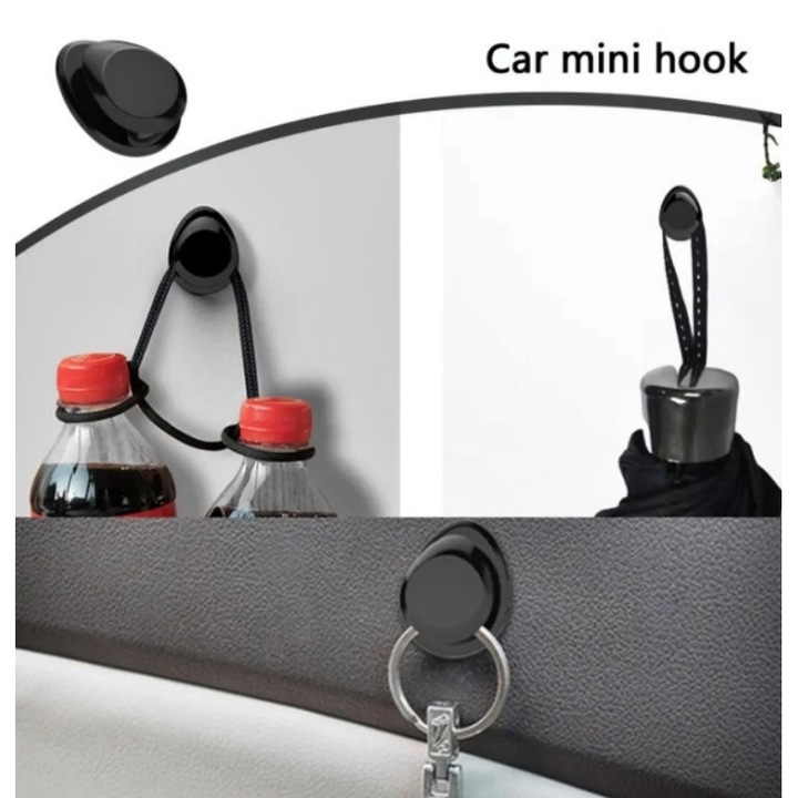 Set Carlige de Agatare Cabluri idealStore, Autoadezive, Montare Usoare, Fixare Sigura si Durabila, Design Compact, Potrivit Pentru Orice Tip de Masina