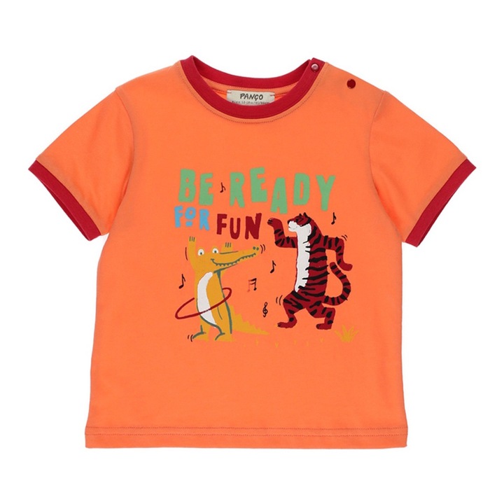 Panco - Fiú rövid ujjú póló játékos mintával, lazac, Lazacszín