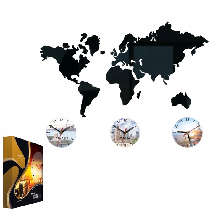 Falióra Volan, Térképóra 70x51cm, akril, kvarc szerkezet, fekete és piros