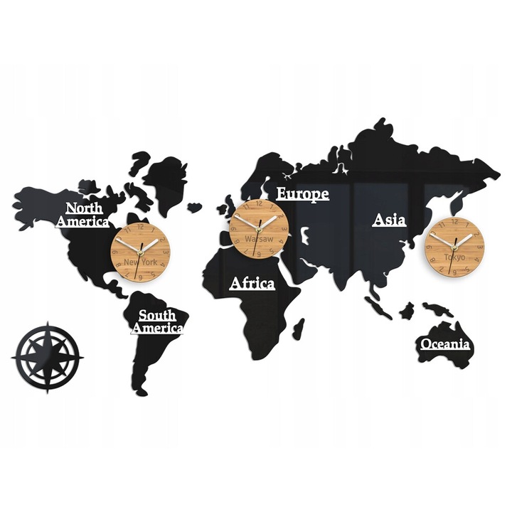 Volan falióra, 3 zóna térkép, akril, 100x56 cm, kvarc szerkezet, fekete/fehér