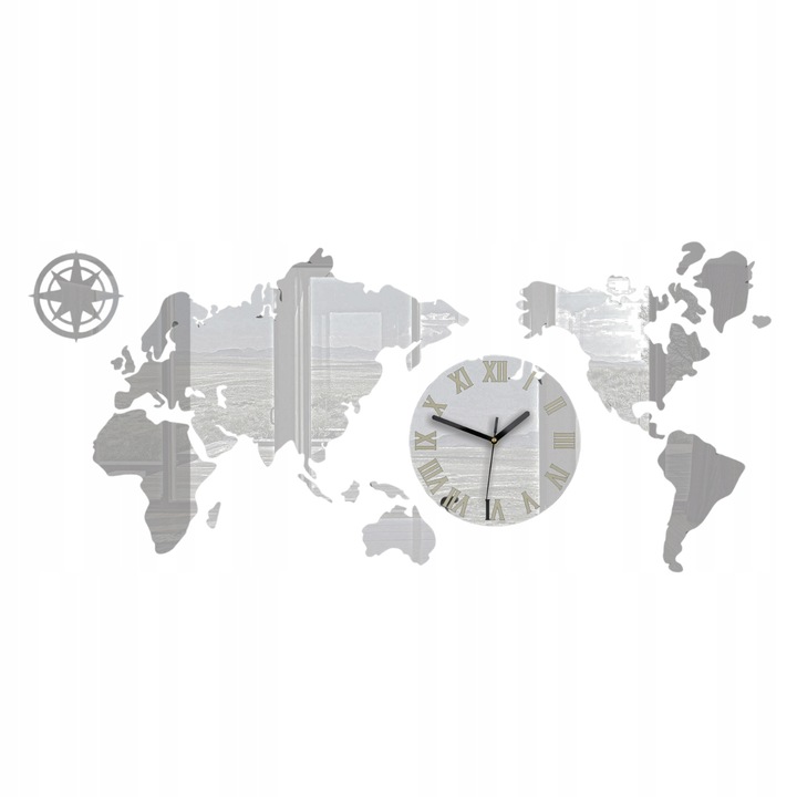 Falióra Volan Map 110x55 tükör, kvarc szerkezetű, modern dizájn, fekete