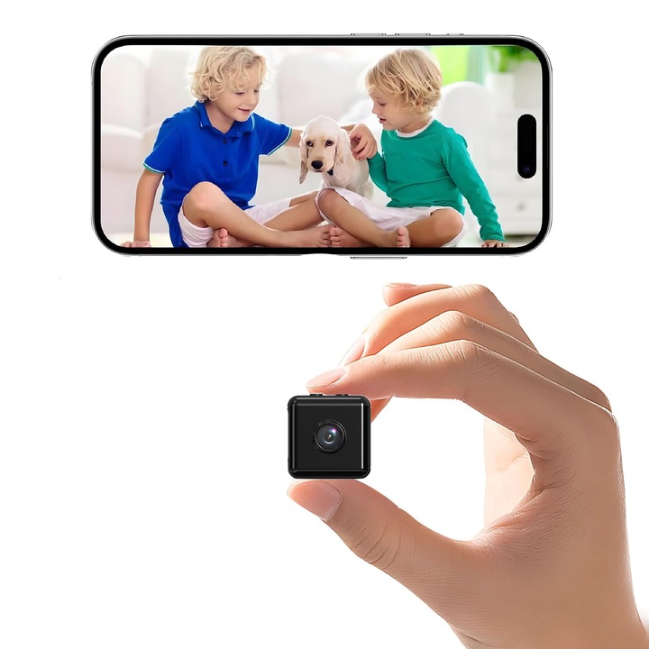 Mini 1080P vezeték nélküli kamera, rejtett térfigyelő, mikro biztonsági kamera, kis WiFi kamera otthonra, dada megfigyelő kamera, intelligens, beltéri/kültéri, testkamera, kutyakamera