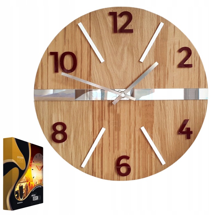 Ceas de perete Luxurywood, rotund, din lemn acrilic, cu mecanism cuart silentios Young Town 12mm, design elegant, stil modern, 33 cm diametru pentru living, dormitor, birou, decor casa