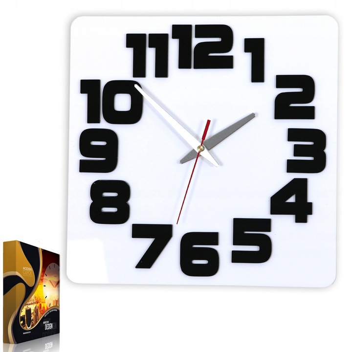 Falióra Volan Logic fekete-fehér, akril, 30x30cm, kvarc szerkezet, modern design