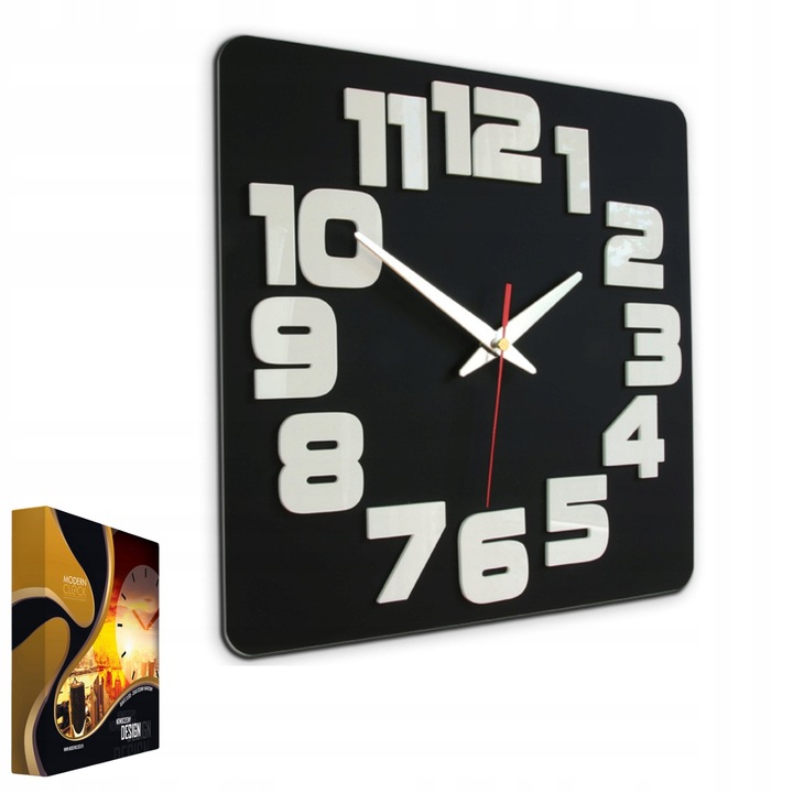 Ceas de perete decorativ modern rotund Logic Black_White, din acril, mecanism ultra silentios fara tic-tac, design minimalist elegant, perfect pentru living, birou sau dormitor, diametru 32cm