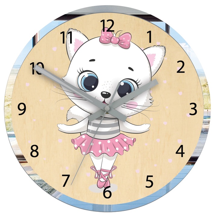 Falióra Volan Cat Ballerina, 30cm, szürke, kvarc szerkezet, analóg