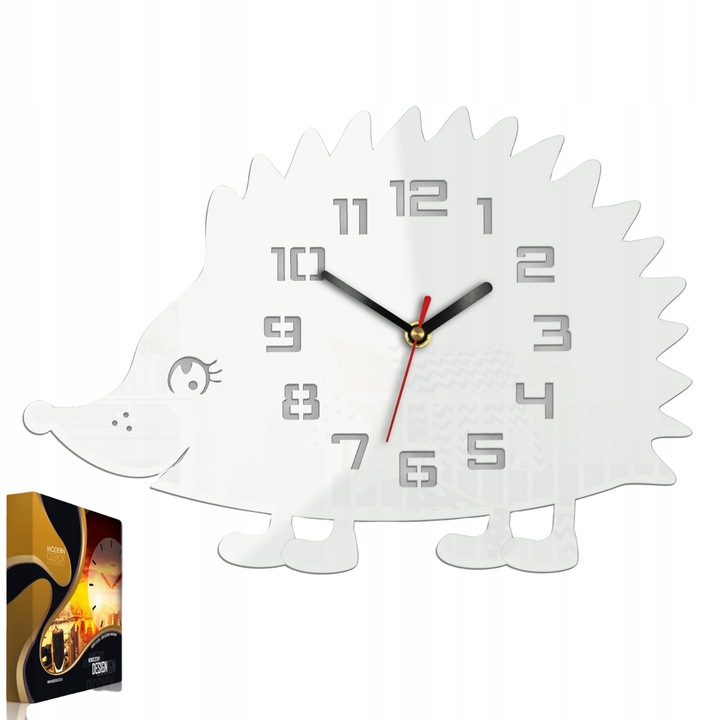 Ceas de perete modern cu design Arici Acrilic Alb, Mecanism cu Cuart Silentios, Decoratiune Unica pentru Casa, Birou sau Camera Copiilor, Ideal Cadou, Stil Elegant si Durabil