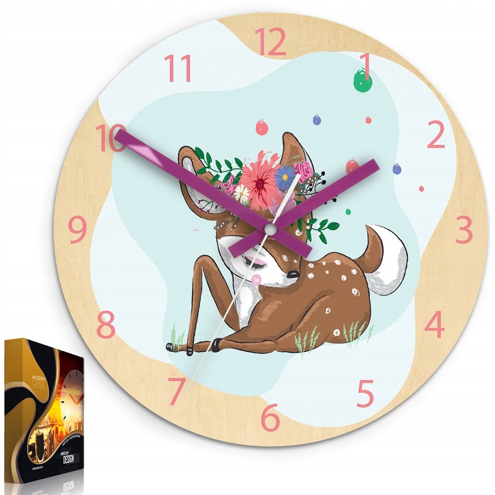 Birchwood Ceas de perete cu model de cerb Acrilic rotund Deer Clock