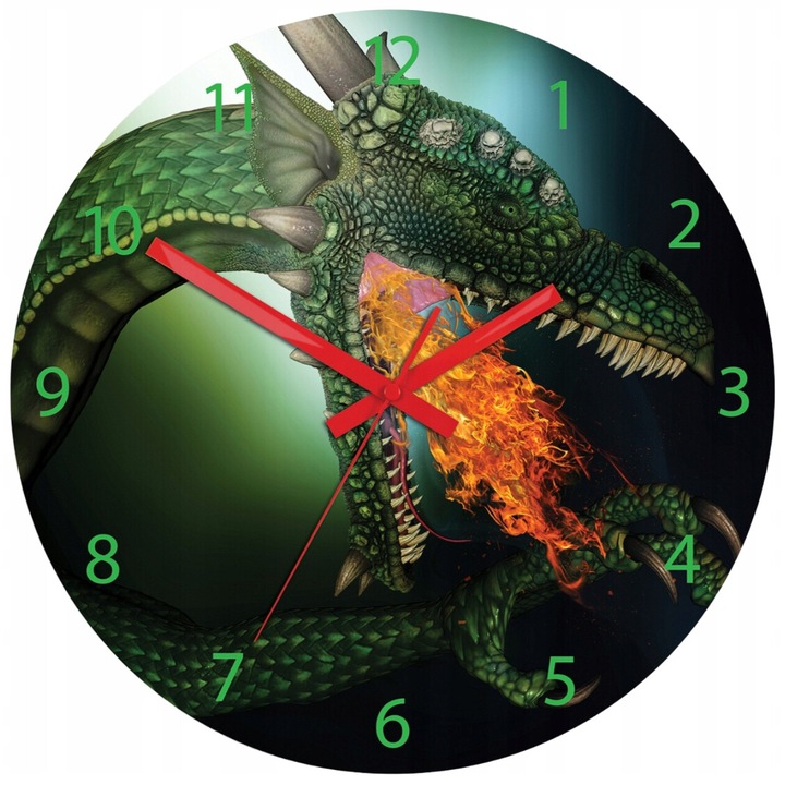 Ceas de perete rotund Acrilic Dragon sculptat, mecanism silentios Quartz Young Town 12mm, decor modern si elegant pentru living, dormitor, bucatarie, birou. Diametru 30cm, indicatori rosii