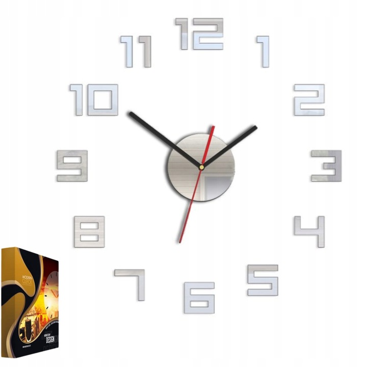 Falióra Volan Digit Mirror, akril, kerek, fekete-piros, 50x50cm