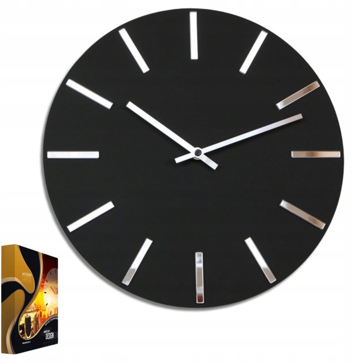 Volán falióra, kerek, 32x32cm, kvarc mechanikával, ezüst/fekete, modern design