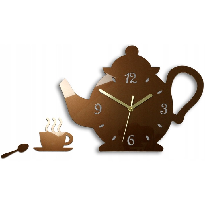 Стенен часовник, Volan, Kettle Copper, 47x28cm, кварцов механизъм, аналогов
