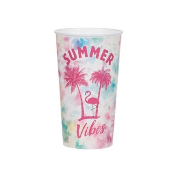 Пластмасова чаша Tie Dye Print Flamingo Summer Vibes 650 мл