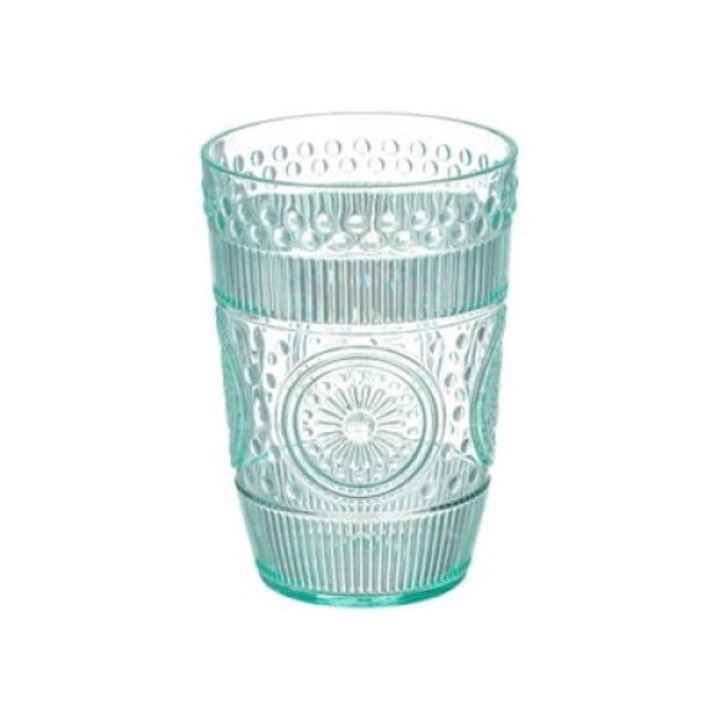 Ментова зелена чаша за вода с релефна шарка 430мл