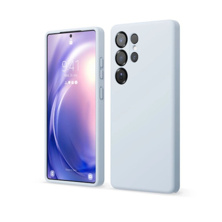 Husa pentru Telefon G-Tech Cloud Skin Compatibila Cu Samsung Galaxy S25 Ultra, Microfibra in Interior Silicon Soft, Albastru Pal