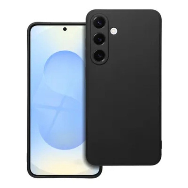 Husa Silicon Jelly G-Tech Liquid, Compatibil cu Samsung Galaxy S25, Protectie la Camera, din silicon, Negru