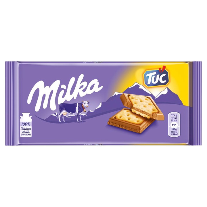 Ciocolata cu lapte Milka cu biscuiti Tuc Mondelez, 87 g