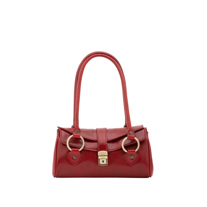 I Fratelli, Geanta de piele cu bareta de umar, Rosu