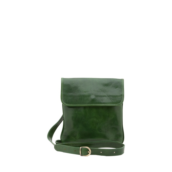 I Fratelli, Geanta crossbody de piele cu buzunar cu fermoar, Verde