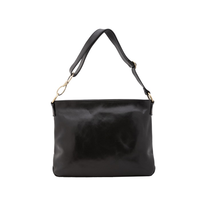 I Fratelli, Geanta de piele cu bareta detasabila de umar, Negru