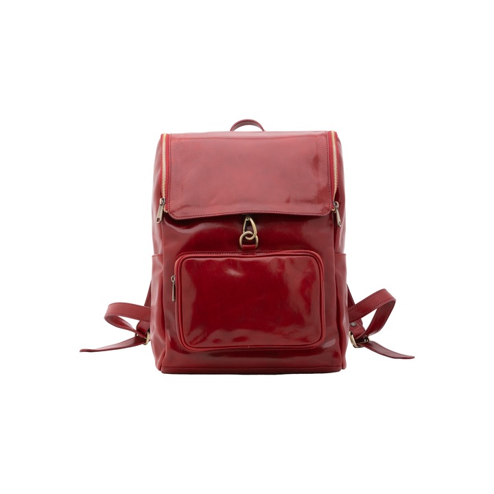 I Fratelli, Rucsac unisex de piele lacuita, Rosu